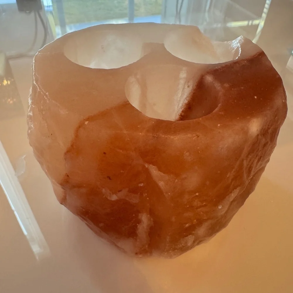 Himalayan salt candle holder (uses 3 tea lights)